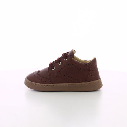 BASKET CUIR CHOCOLAT BEBE A LACETS