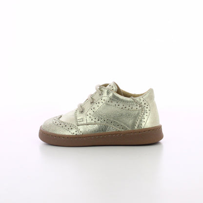 BASKET CUIR DORE A LACETS BEBE FILLE A LACETS