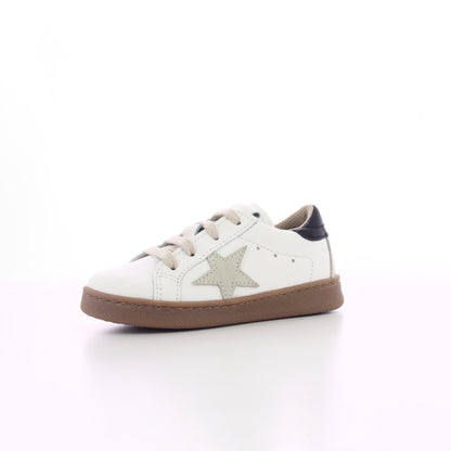 BASKET CUIR NOIR BLANC ET BEIGE  A LACETS ENFANT