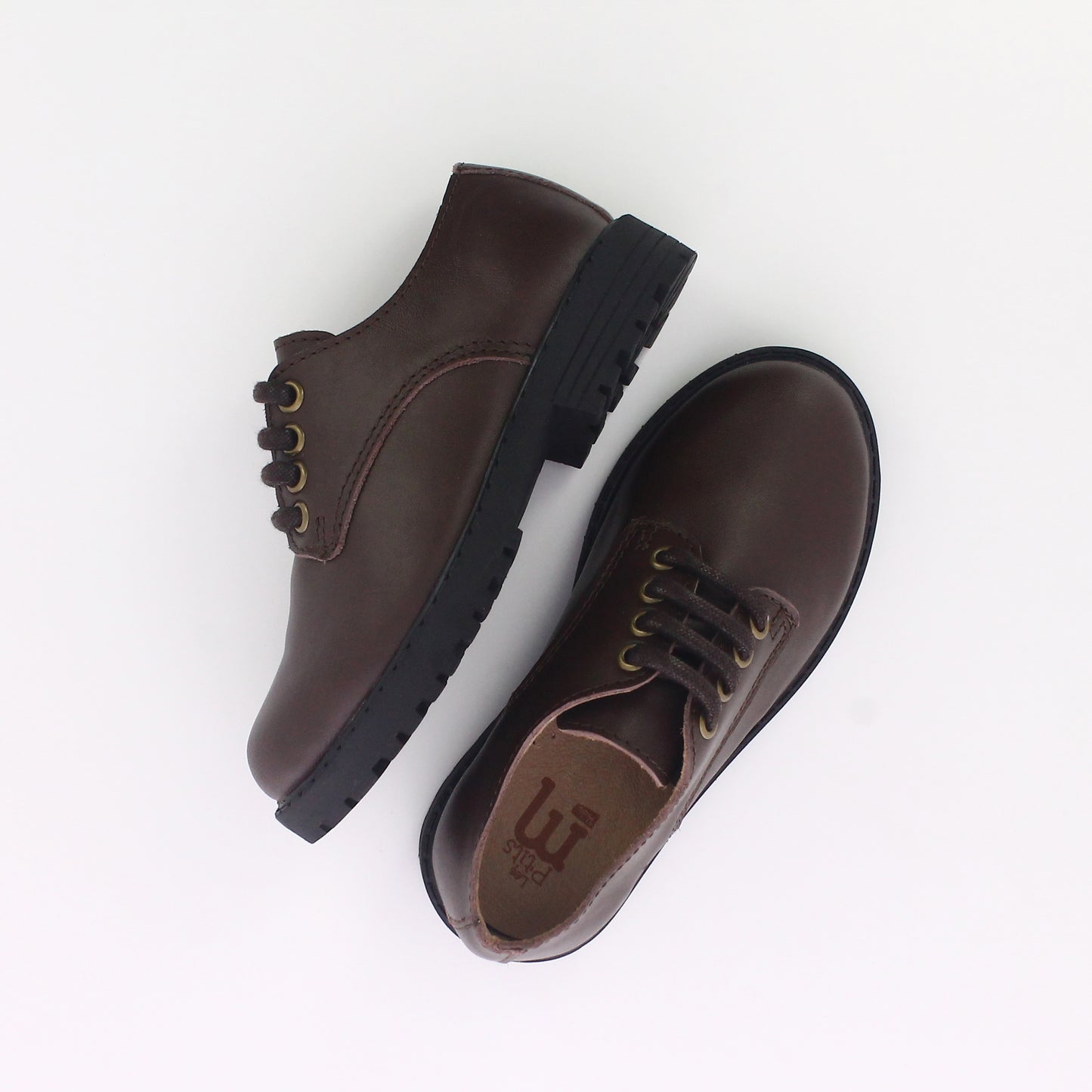 DERBIE CUIR MARRON A LACETS