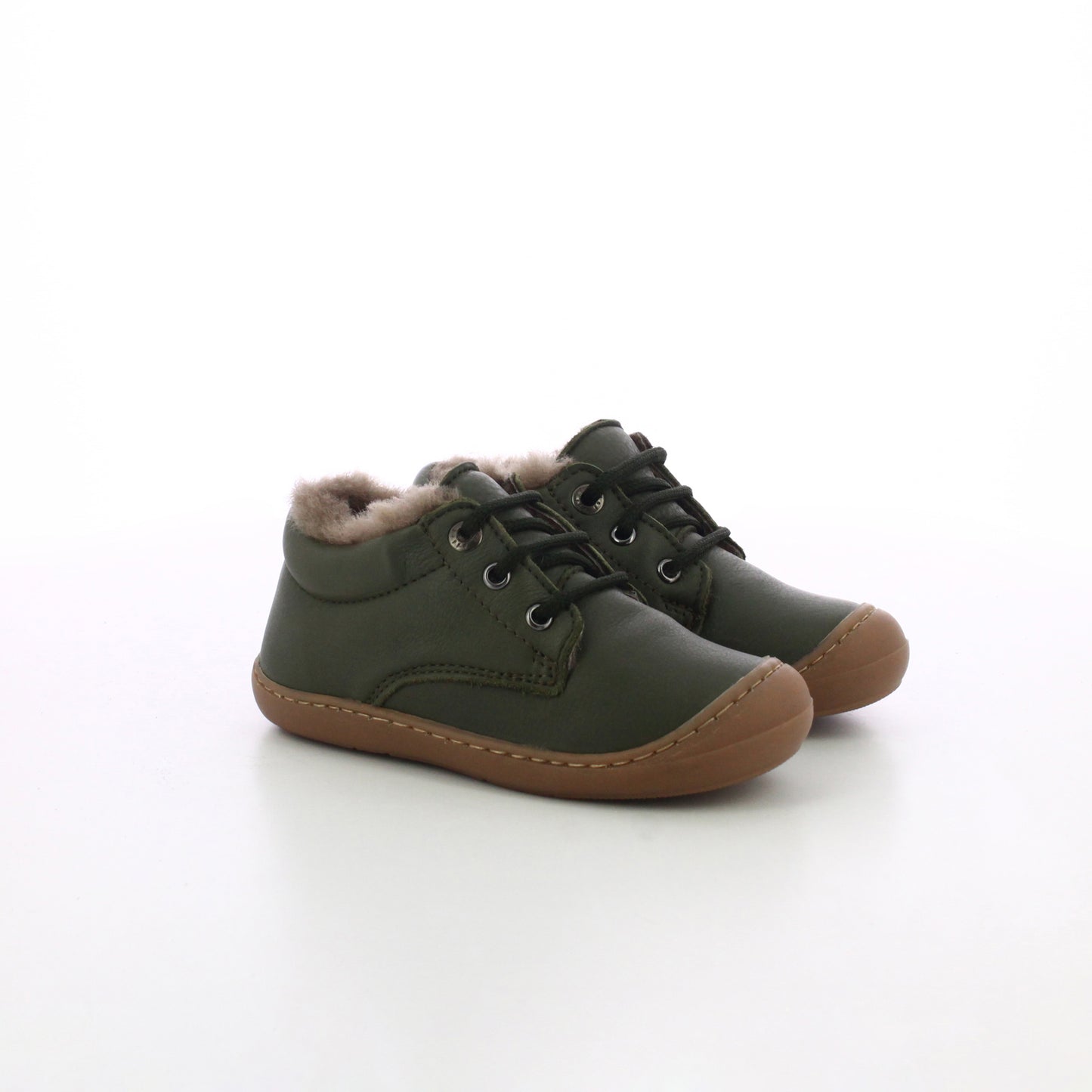 BOTTILLON FOURRE BEBE & ENFANT VERT KAKI A LACETS