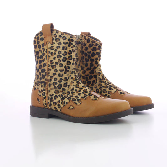 BOTTINE SANTIAG EN CUIR LEOPARD A ZIP