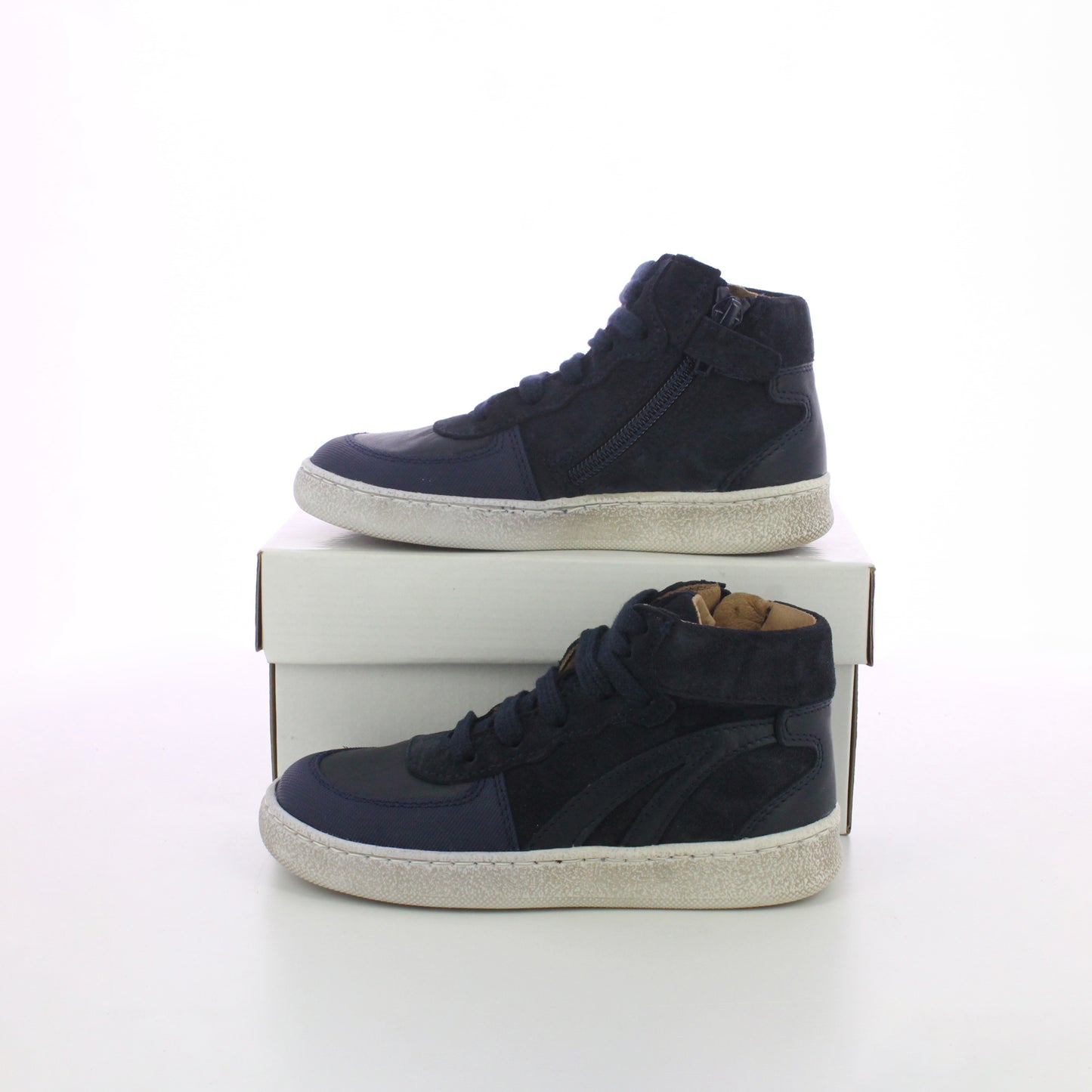 BASKET MONTANTE BLEU MARINE A LACETS ET ZIP