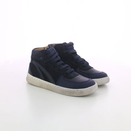 BASKET MONTANTE BLEU MARINE A LACETS ET ZIP