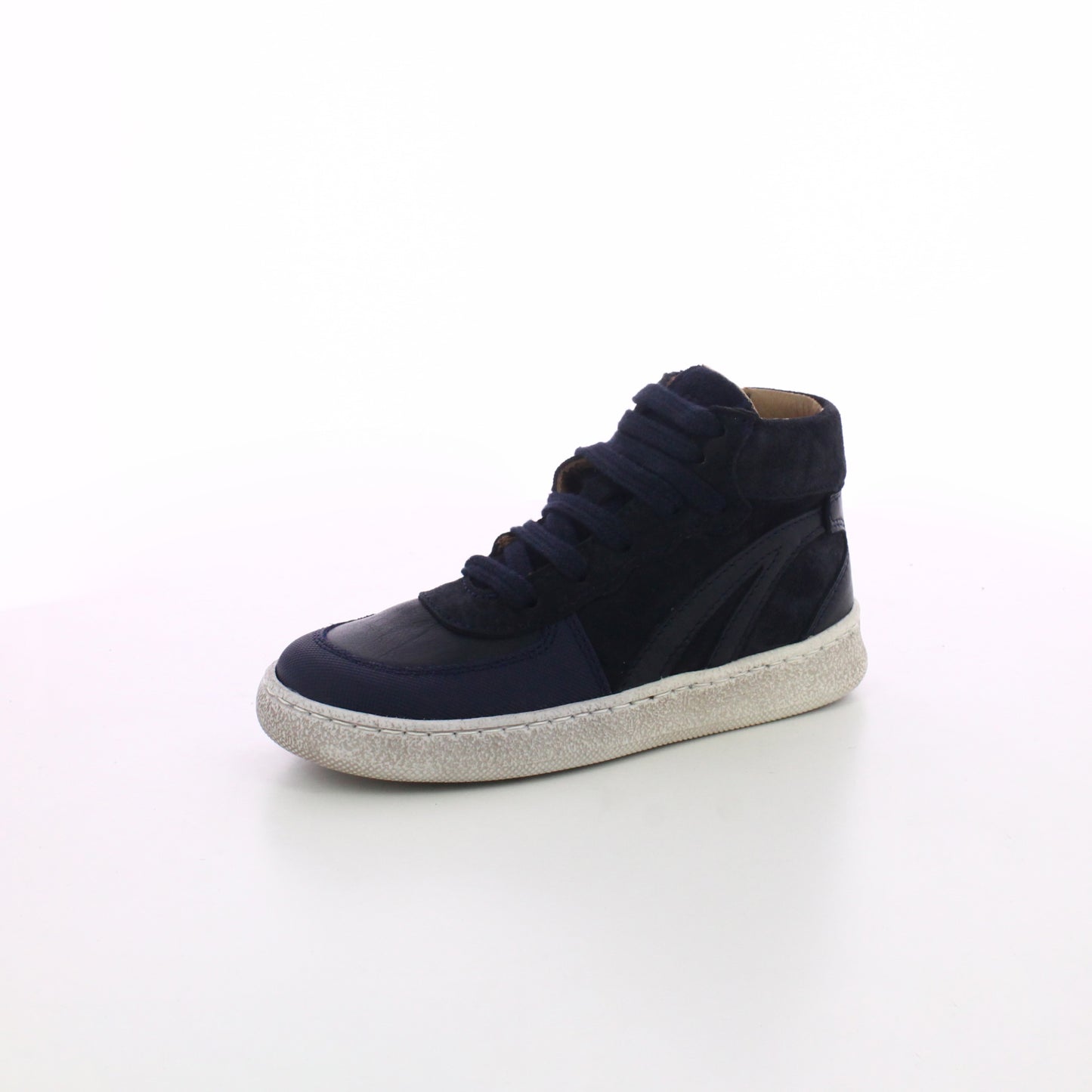 BASKET MONTANTE BLEU MARINE A LACETS ET ZIP