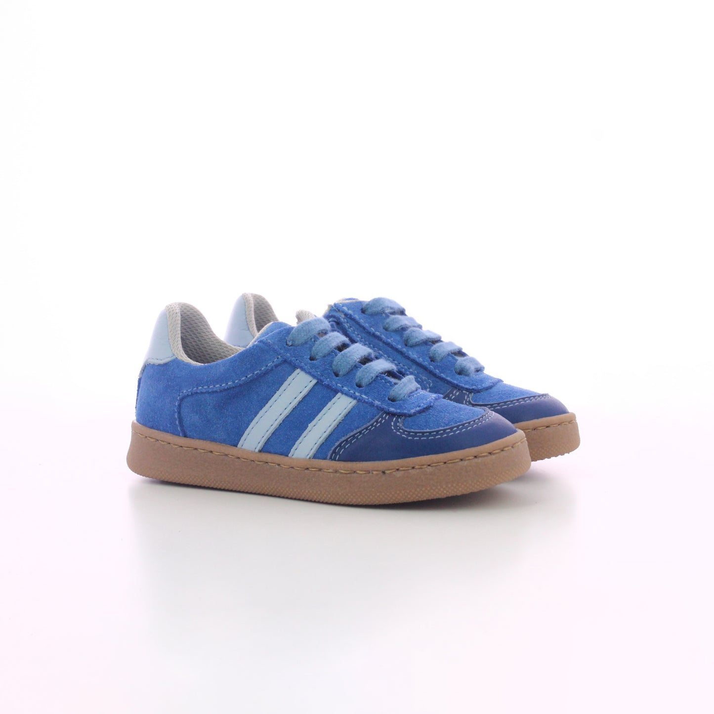 BASKET EN DAIM ET CUIR BLEU A LACETS ENFANT