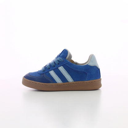 BASKET EN DAIM ET CUIR BLEU A LACETS ENFANT