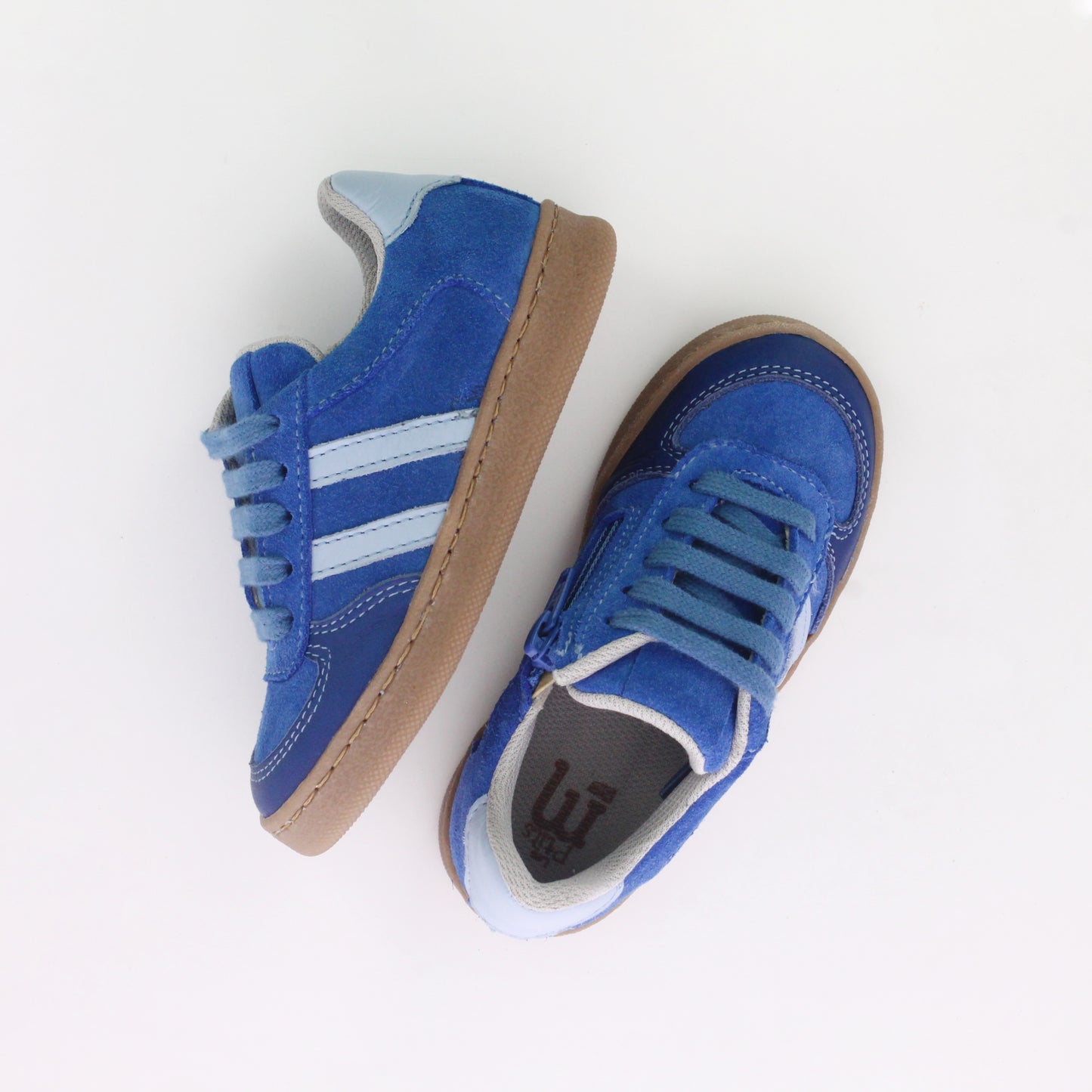 BASKET EN DAIM ET CUIR BLEU A LACETS ENFANT