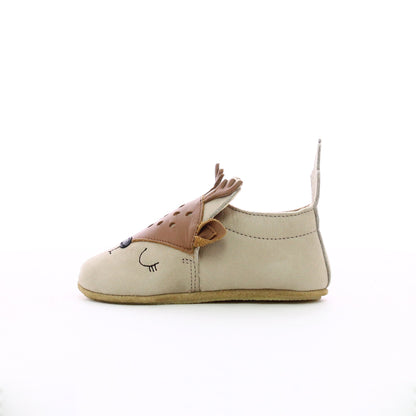 Chausson en cuir enfant en bas âge beige camel - Cerf