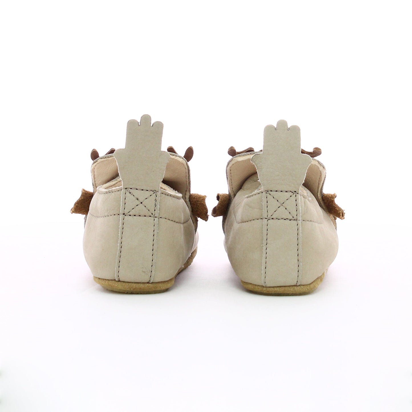 Chausson en cuir enfant en bas âge beige camel - Cerf