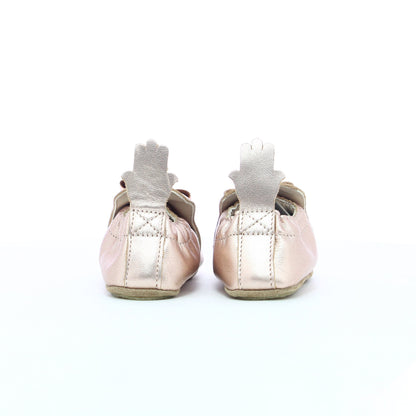 Chausson en cuir enfant nœud papillon rose pailleté